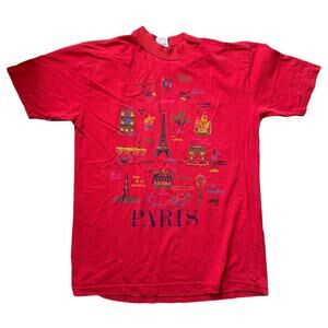Vintage 90s BHO Paris Tourist travel European Tshirt size M red womens